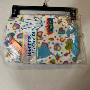 Vintage West Side Children Retro White Heart Pajama Blanket Sleeper Size 1 Small